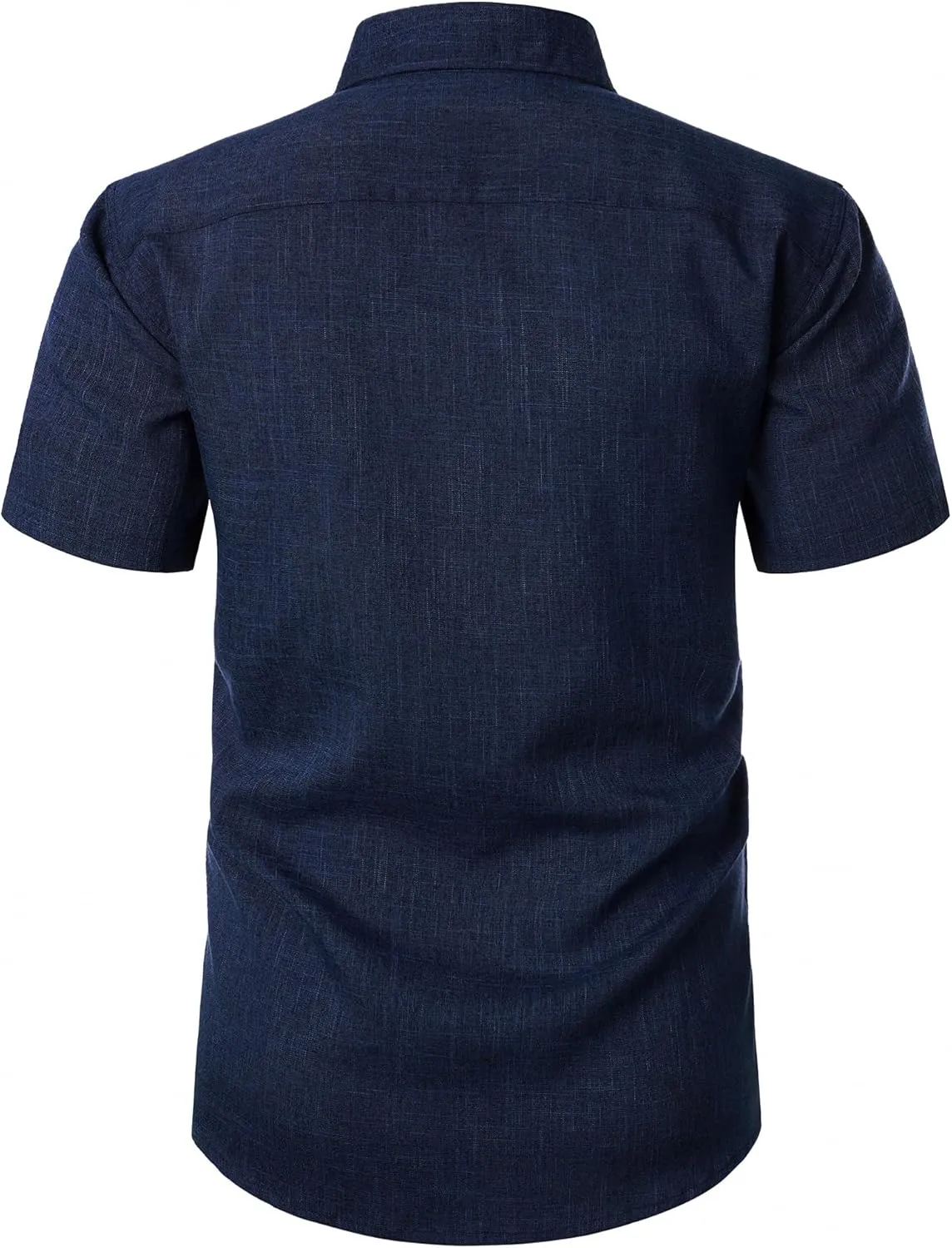 Mens Wrinkle Free Short Sleeve Button Down Shirt Linen-Like Texture Shirts Casual Vacation Beach Summer Top