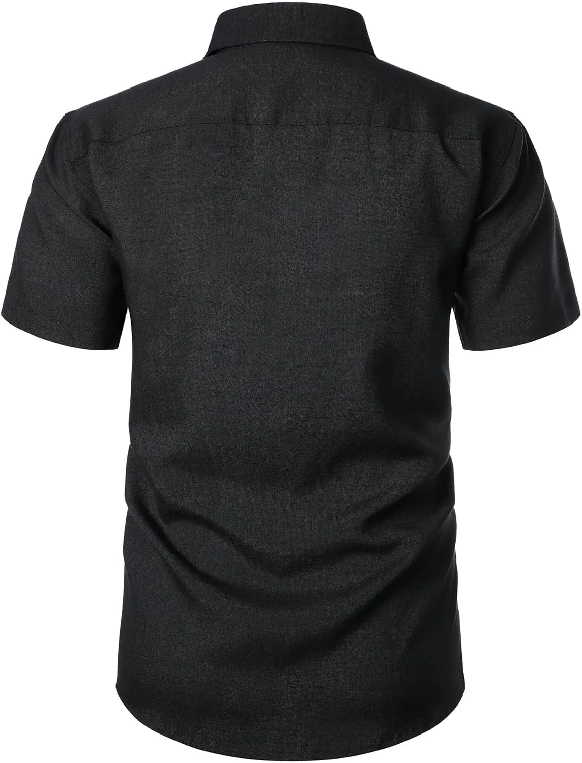 Mens Wrinkle Free Short Sleeve Button Down Shirt Linen-Like Texture Shirts Casual Vacation Beach Summer Top
