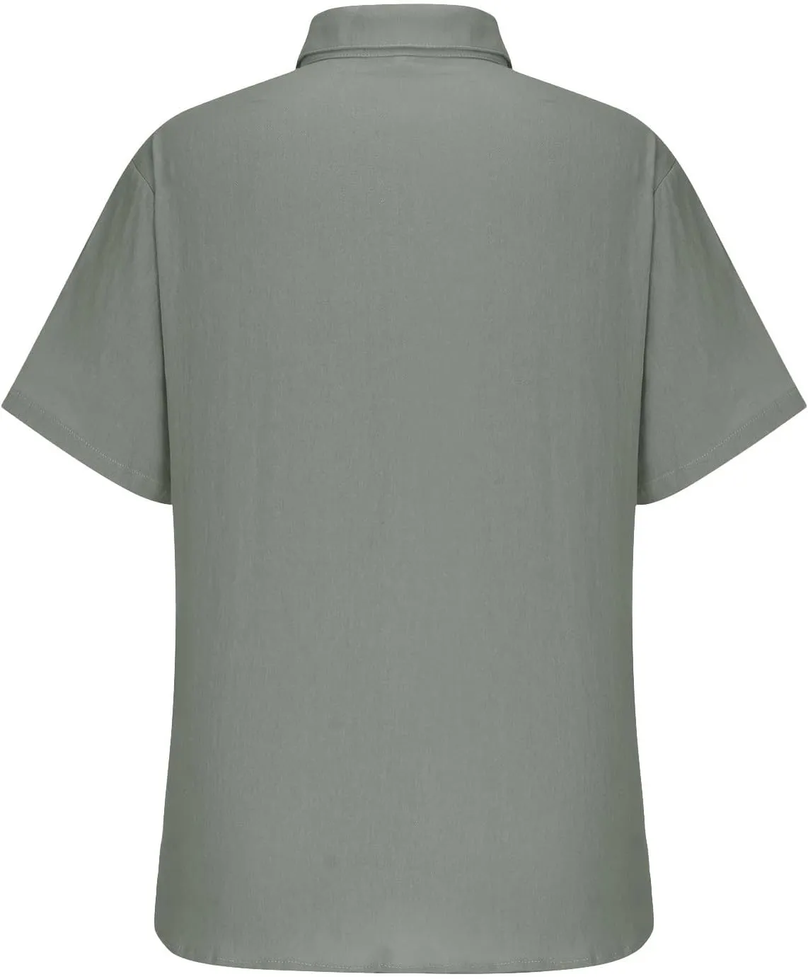 Mens's Cotton Linen Lightweight Lapel Shirts Summer Short Sleeve Solid Button Down Shirt Casual Fashion Tropical Tops