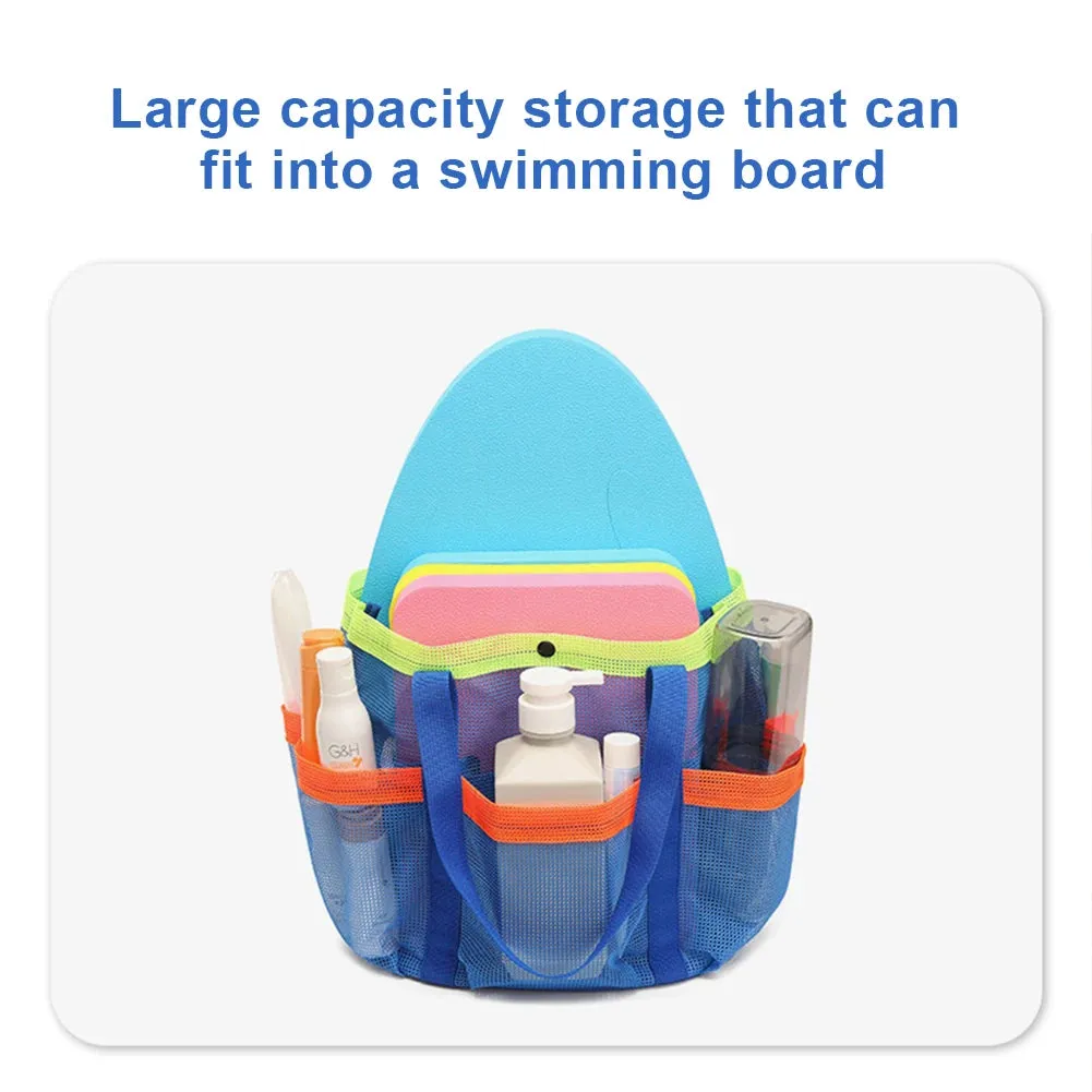 Mesh Beach Bag Large Beach Tote Bag Sandproof Foldable Swimming Pool Bag 7 Pockets for Cruise Swim Vacation Essentials