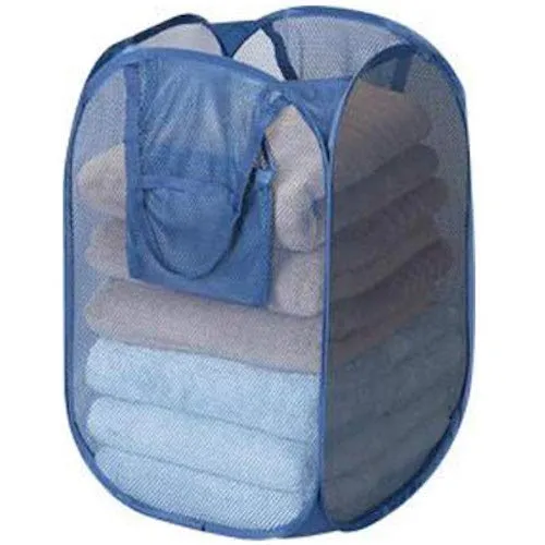 Mesh Fabric Foldable Storage Pop Up Clothes Basket - H00366