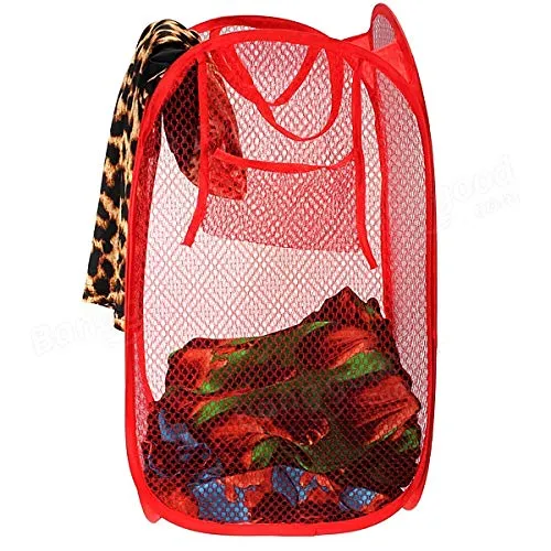 Mesh Fabric Foldable Storage Pop Up Clothes Basket - H00366