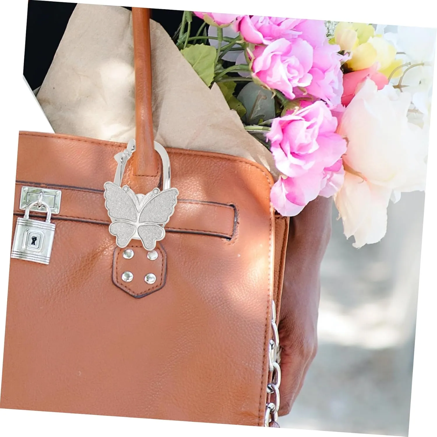 Metal Desk Bag Hanger Stylish Handbag Storage Organizer Foldable Feature