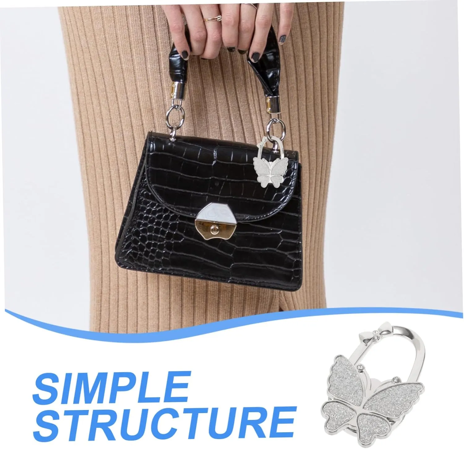 Metal Desk Bag Hanger Stylish Handbag Storage Organizer Foldable Feature