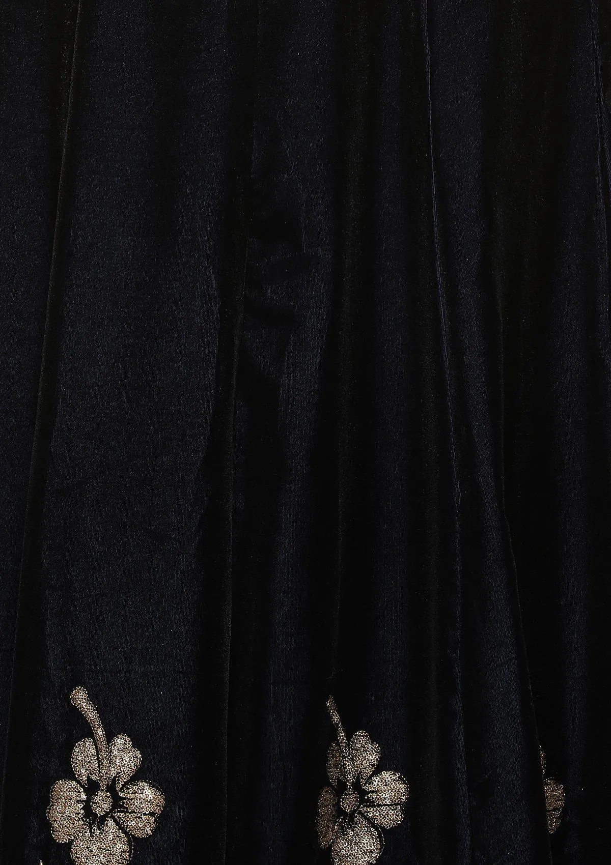 Midnight Blue Embellished Velvet Readymade Lehenga
