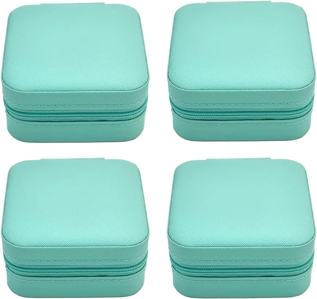Mini Jewelry Travel Case, Small Jewelry Organizer, Portable Mini Storage Box for Rings, Earrings, Necklaces, Gift for Mother Mom, Girl, Daughter, Sisters, Bridesmaids, Mother's Day Gift (Blue-4pcs)
