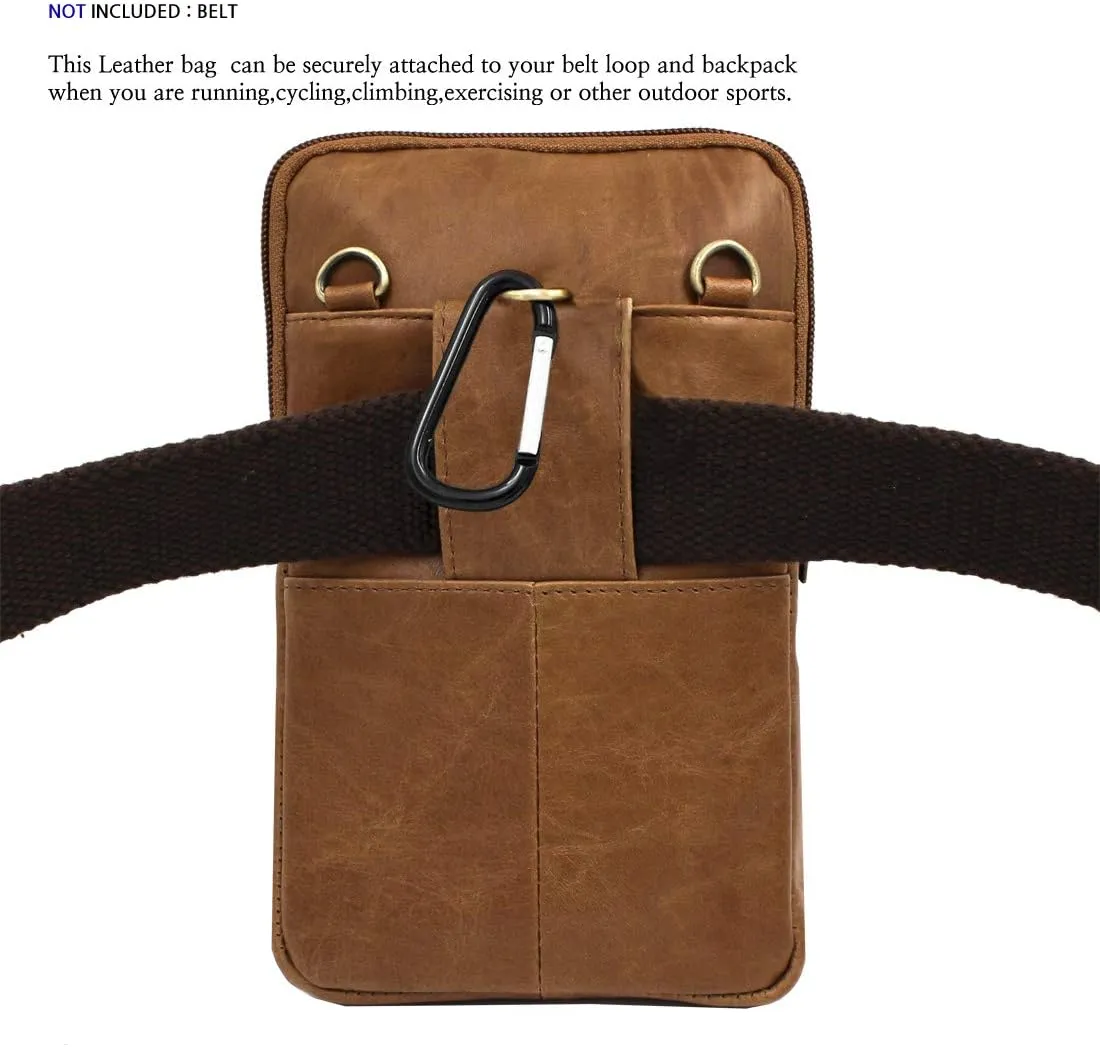 Mini Leather Messenger Bag Cellphone Shoulder Bag Pocket Money Purse Pouch Tool Bag Fanny Pack for Men Women
