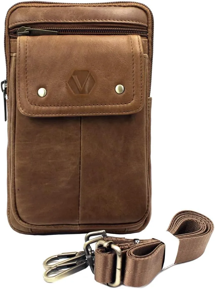 Mini Leather Messenger Bag Cellphone Shoulder Bag Pocket Money Purse Pouch Tool Bag Fanny Pack for Men Women