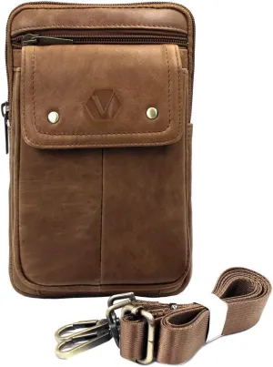 Mini Leather Messenger Bag Cellphone Shoulder Bag Pocket Money Purse Pouch Tool Bag Fanny Pack for Men Women