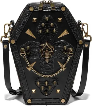 Mini Punk Skeleton Personalized Coffin Bag with Rivet Exquisite Women's Slave Shoulder Bag