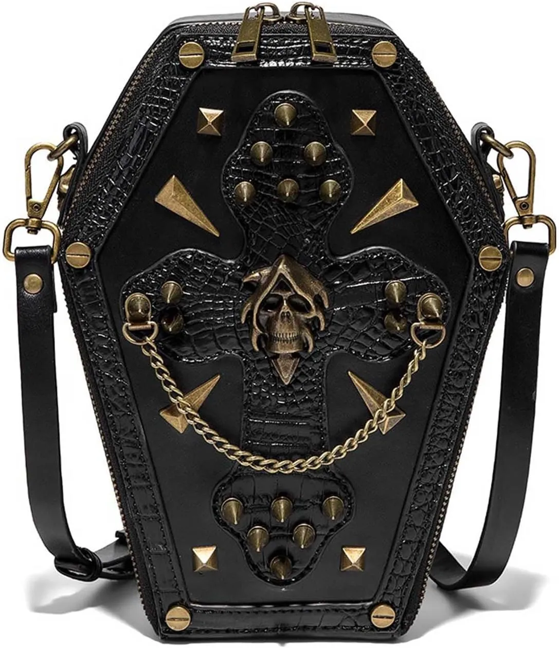 Mini Punk Skeleton Personalized Coffin Bag with Rivet Exquisite Women's Slave Shoulder Bag