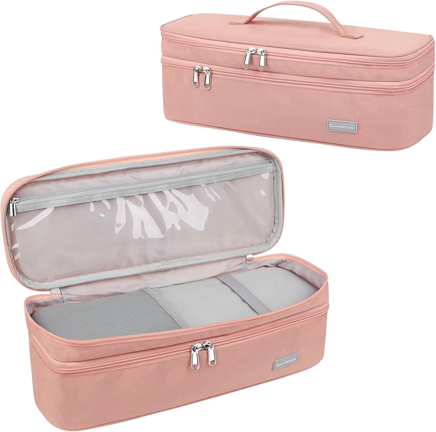 MissBoy Double Layer Travel Case Compatible with Revlon One-Step Volumizer/Hair Dryer/Hot Air Brush, Dyson Hair Dryer Carrying Case, Shark Flexstyle Storage Organizer Bag