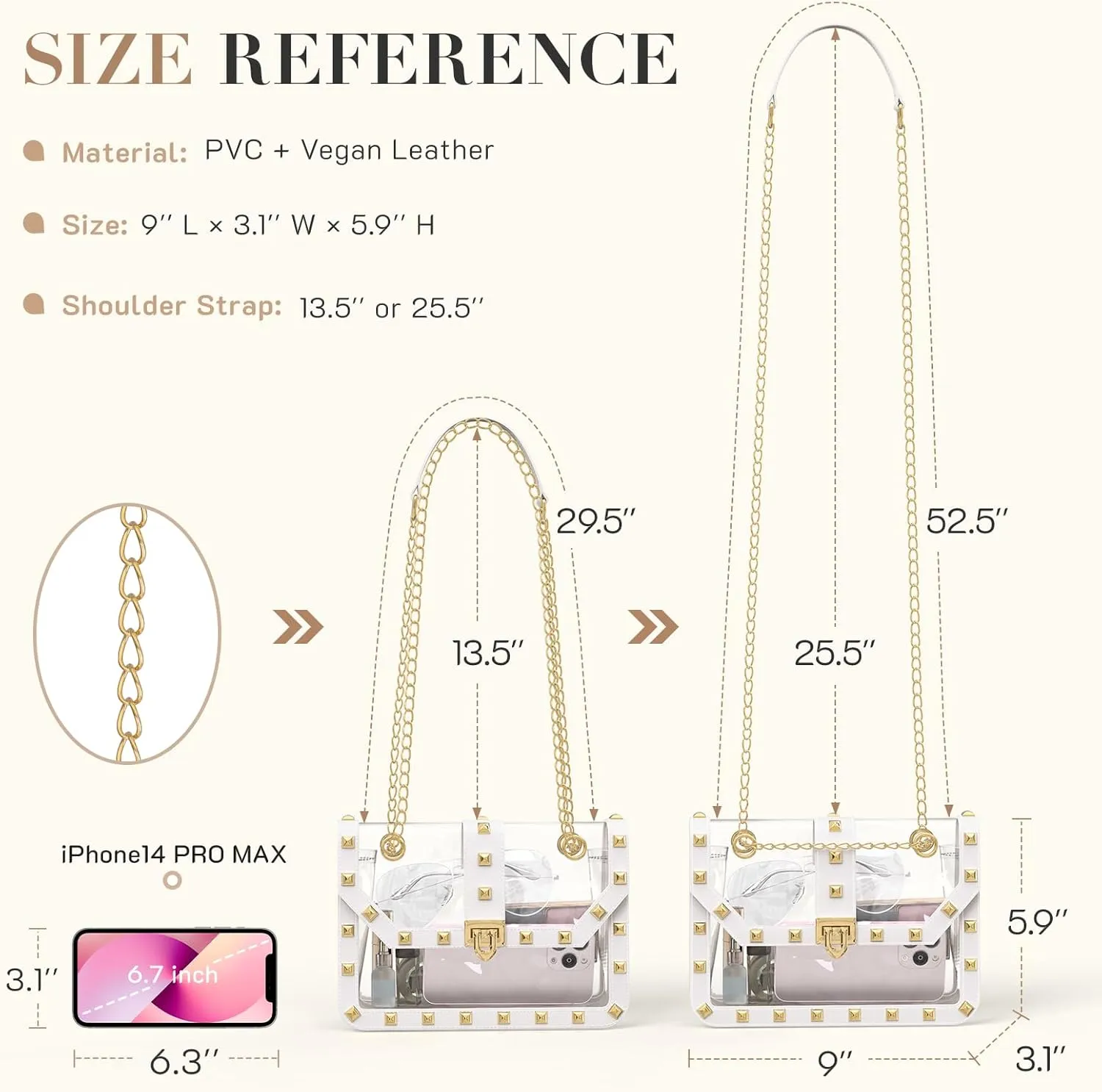 Missnine Clear Bag for Stadium Events Clear Crossbody Purse Stadium Approved Women Transparent Shoulder Bag for Concerts