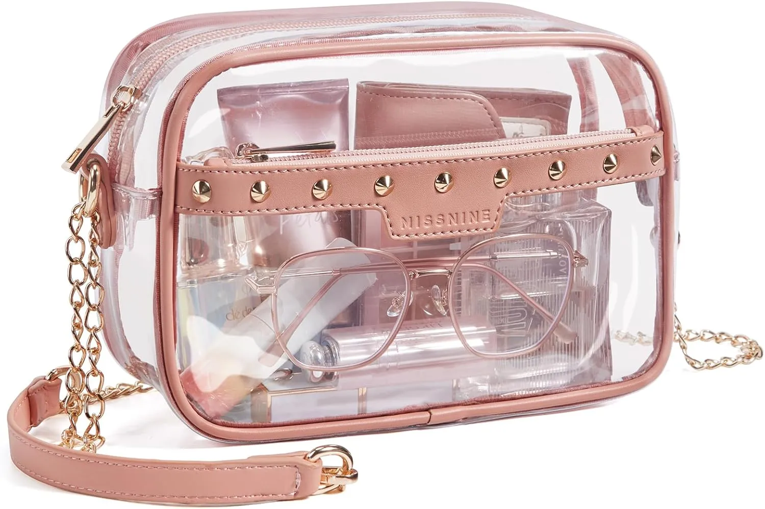 Missnine Clear Bag for Stadium Events Small Clear Crossbody Purse for Women PVC Stadium Approved for Concert Sports Festivals