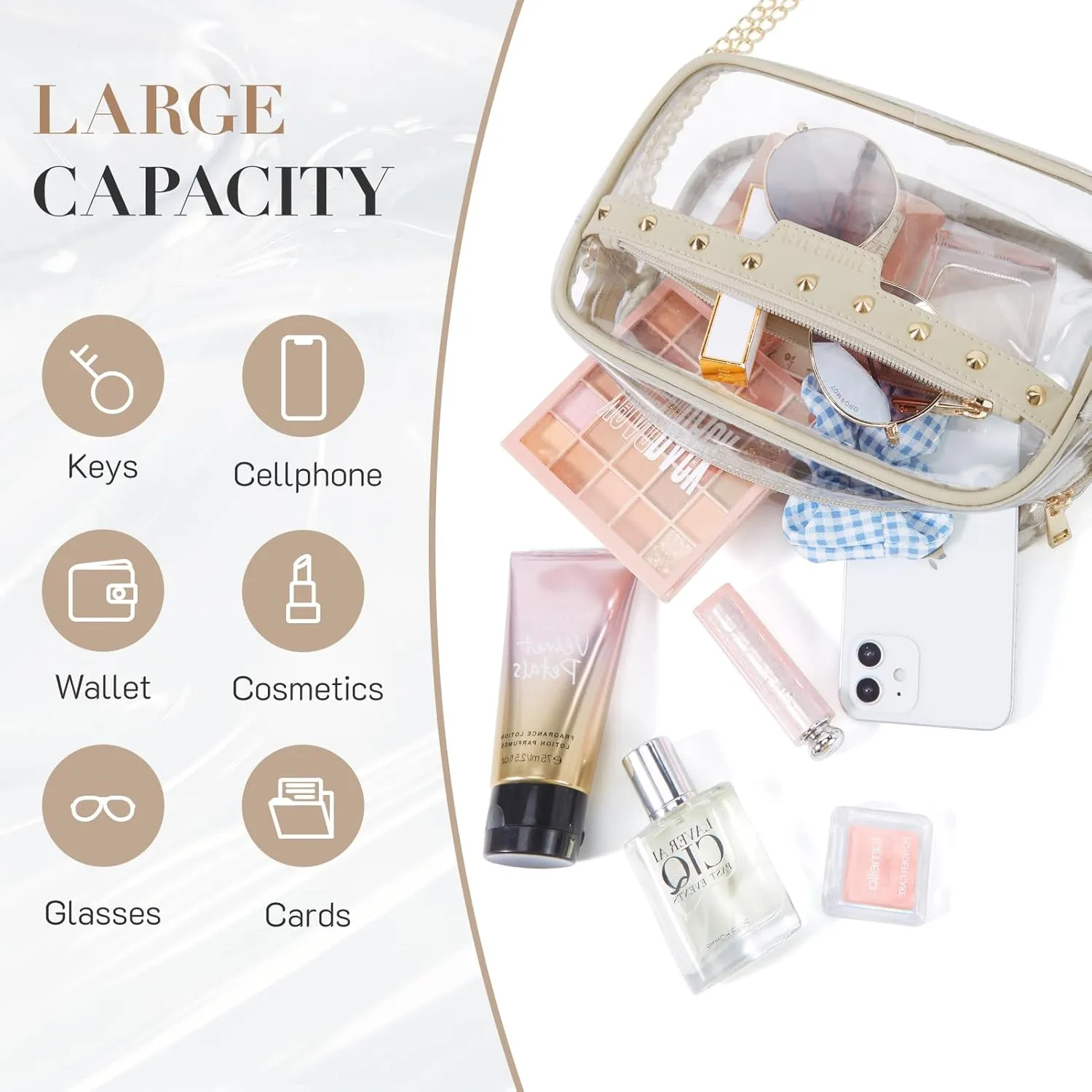 Missnine Clear Bag for Stadium Events Small Clear Crossbody Purse for Women PVC Stadium Approved for Concert Sports Festivals