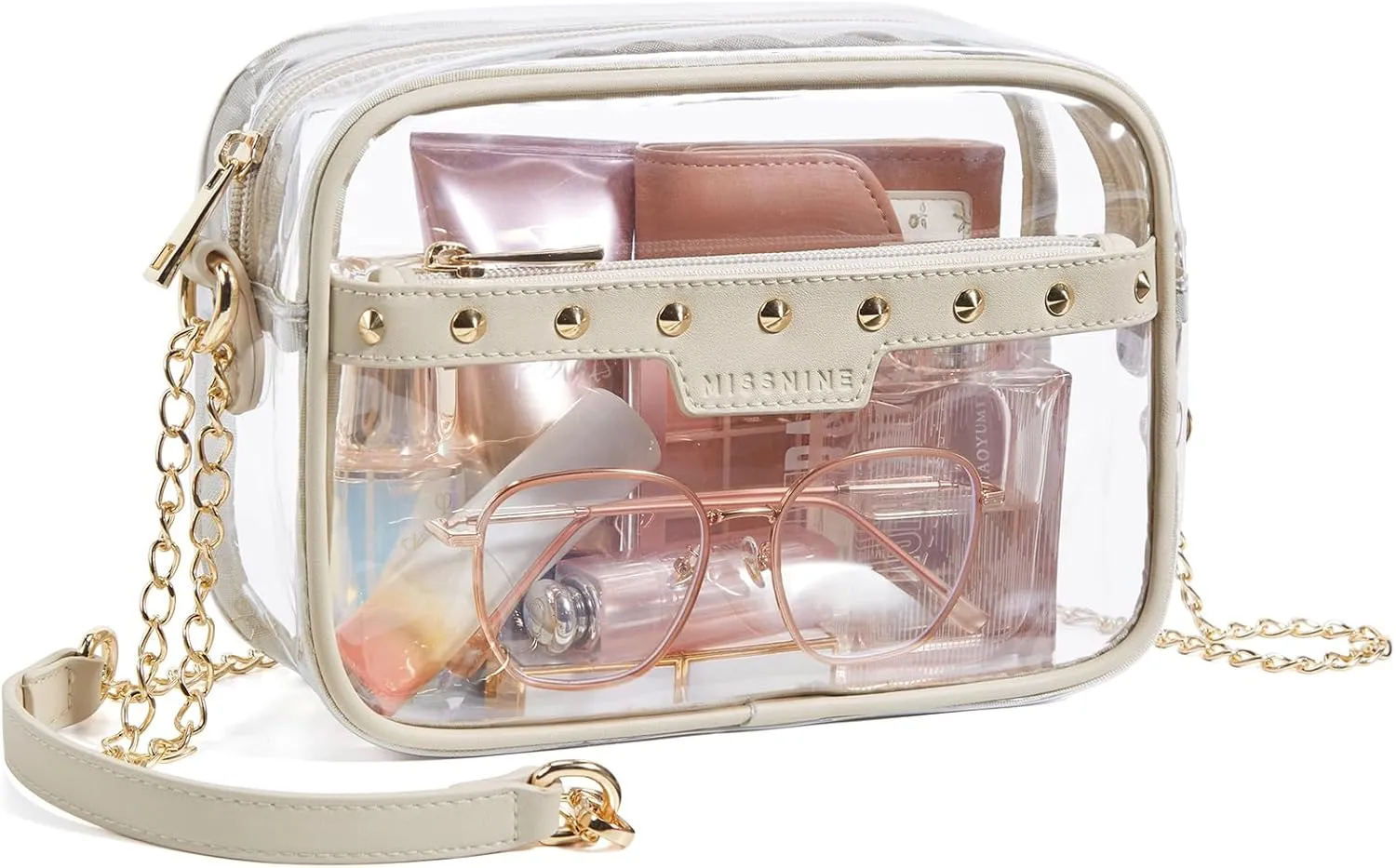 Missnine Clear Bag for Stadium Events Small Clear Crossbody Purse for Women PVC Stadium Approved for Concert Sports Festivals