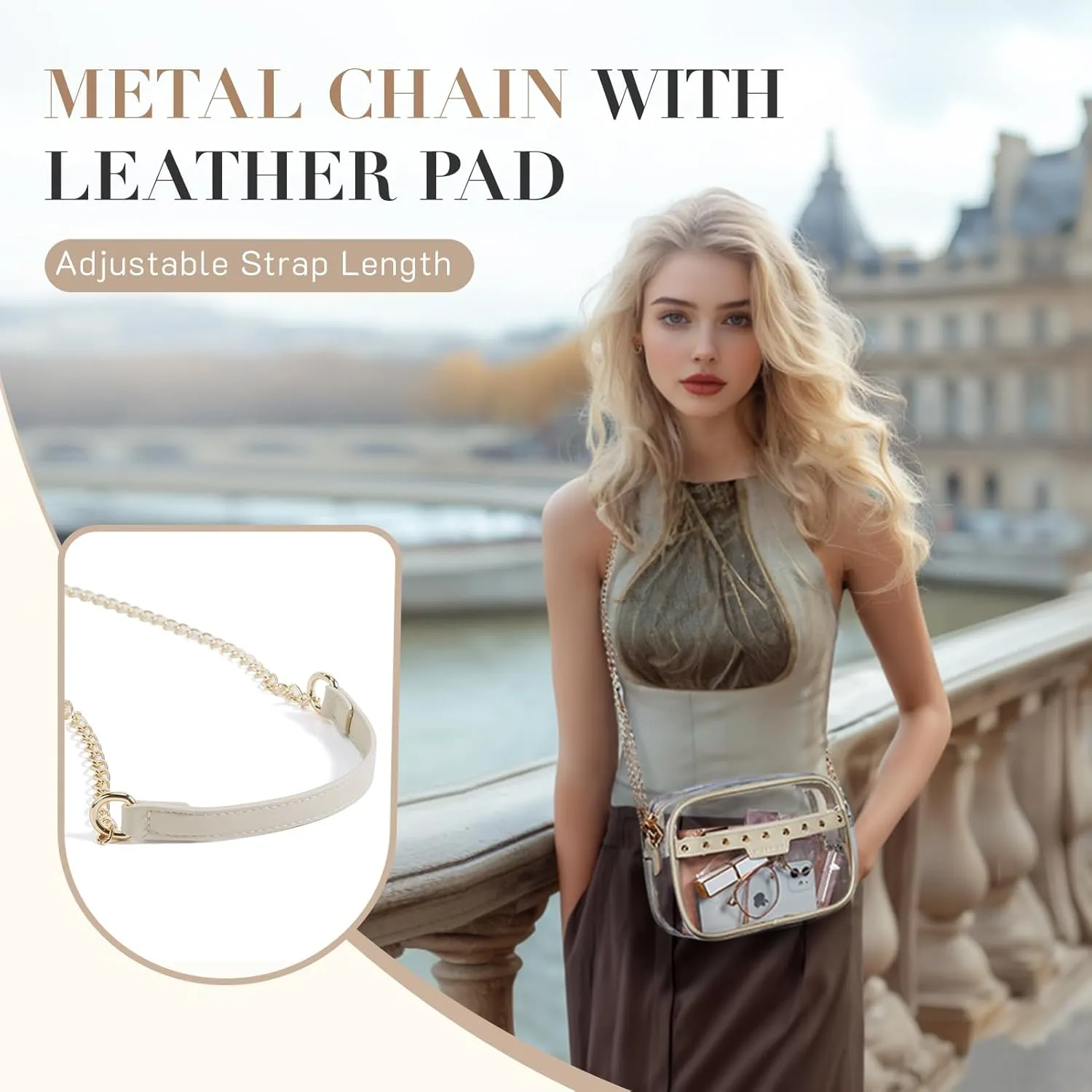 Missnine Clear Bag for Stadium Events Small Clear Crossbody Purse for Women PVC Stadium Approved for Concert Sports Festivals