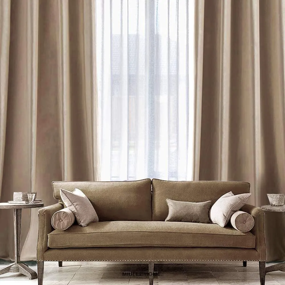 MIULEE 2 Panels Blackout Velvet Curtains Solid Soft Grommet Camel Beige Curtains Thermal Insulated Soundproof Room Darkening Curtains/Drapes/Panels for Living Room Bedroom 52 x 90 Inch