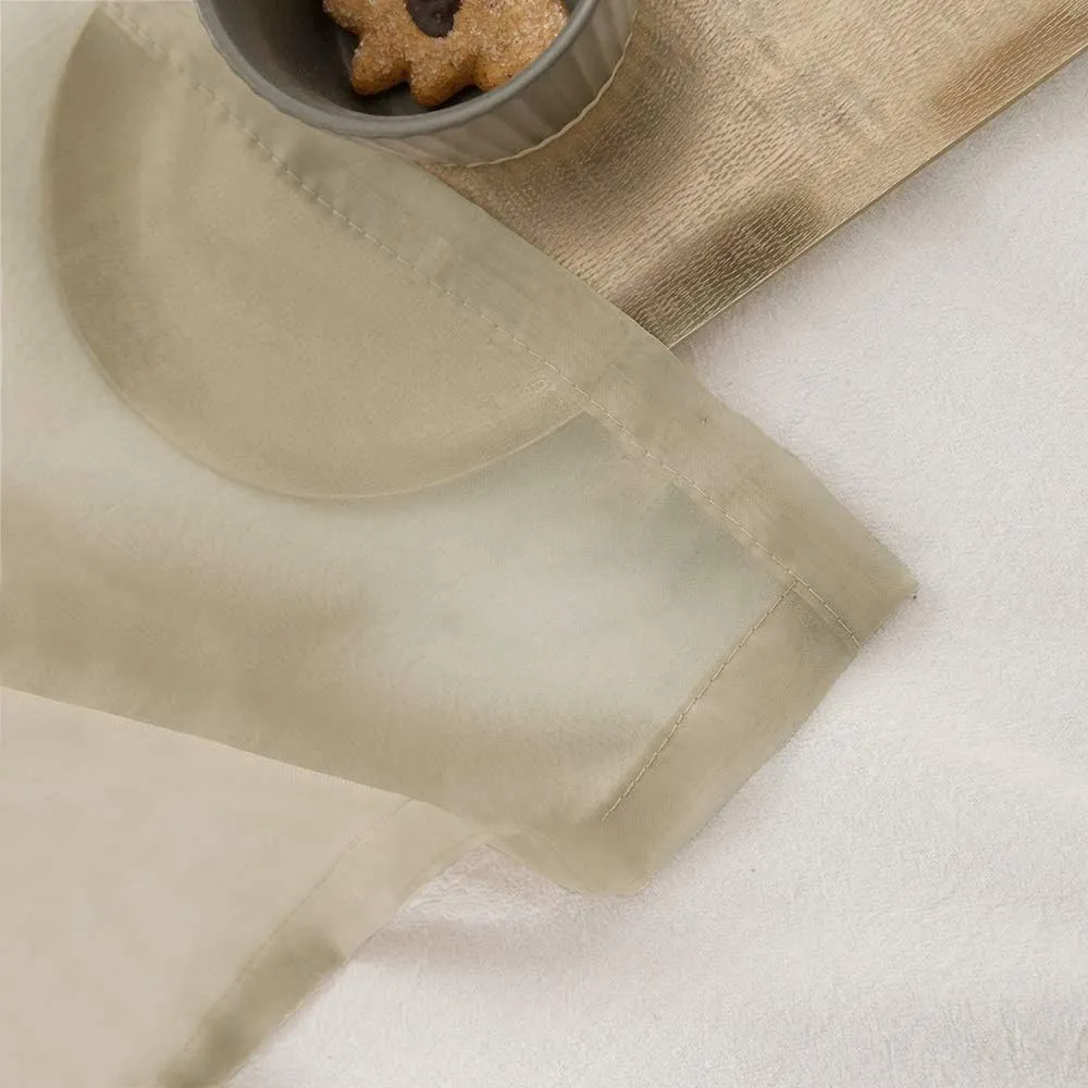 MIULEE 2 Panels Solid Color Beige Sheer Curtains Elegant Grommet Window Voile Panels/Drapes/Treatment for Bedroom Living Room (54X63 Inch)