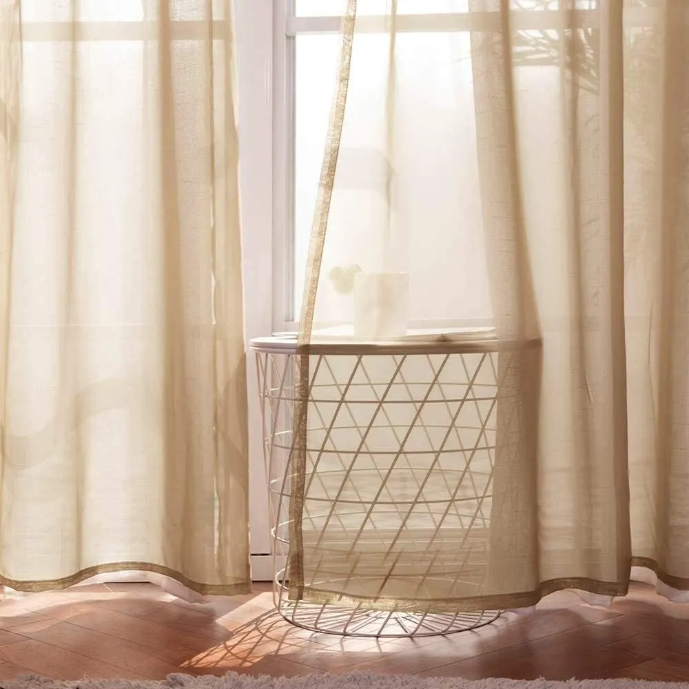 MIULEE 2 Panels Solid Color Taupe Brown Sheer Curtains Elegant Grommet Window Voile Panels/Drapes/Treatment for Bedroom Living Room (54X63 Inch)