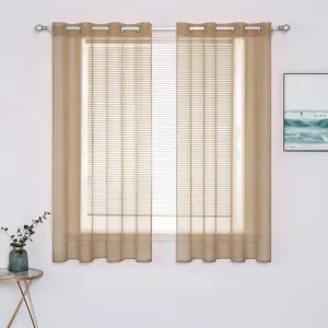 MIULEE 2 Panels Solid Color Taupe Brown Sheer Curtains Elegant Grommet Window Voile Panels/Drapes/Treatment for Bedroom Living Room (54X63 Inch)