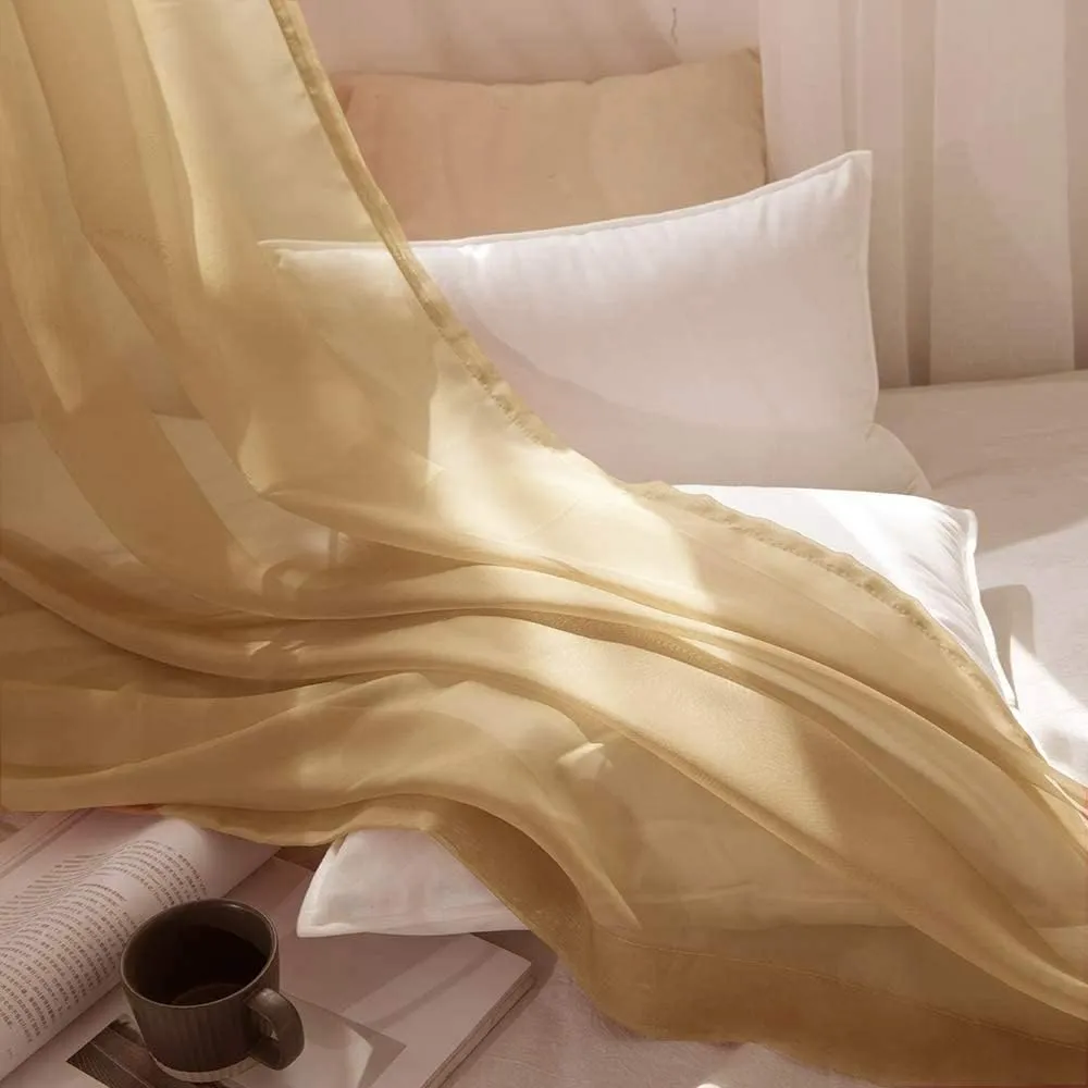 MIULEE 2 Panels Solid Color Taupe Brown Sheer Curtains Elegant Grommet Window Voile Panels/Drapes/Treatment for Bedroom Living Room (54X63 Inch)