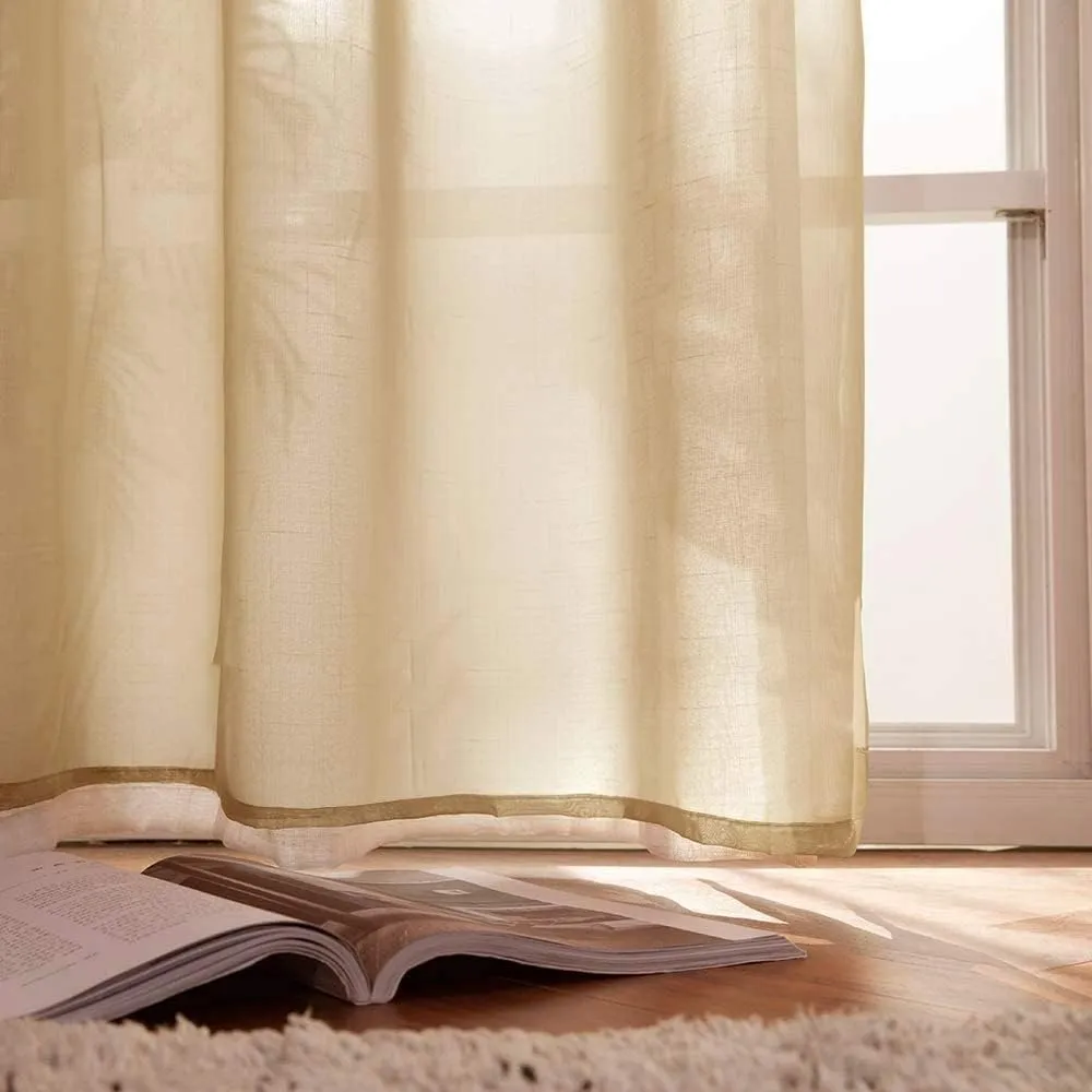 MIULEE 2 Panels Solid Color Taupe Brown Sheer Curtains Elegant Grommet Window Voile Panels/Drapes/Treatment for Bedroom Living Room (54X63 Inch)