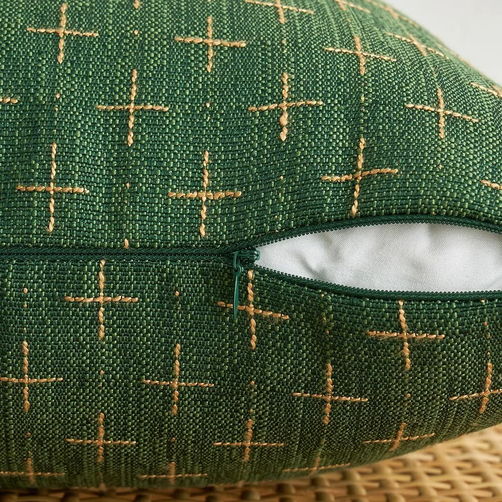 MIULEE Pack of 2 Christmas Decorative Burlap Linen Throw Pillow Covers Modern Farmhouse Pillowcase Rustic Woven Textured Cushion Cover for Sofa Couch Bed 18x18 Inch Army Green