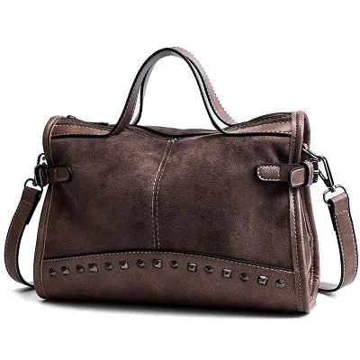 Miyahouse Leather Vintage Rivet Lady Large Capacity Zipper Female Shoulder Bag