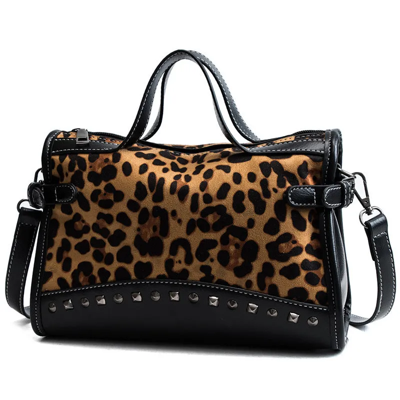 Miyahouse Leather Vintage Rivet Lady Large Capacity Zipper Female Shoulder Bag