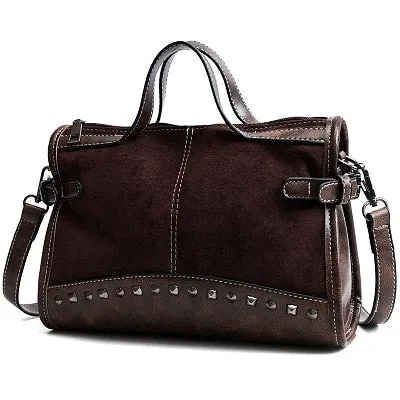 Miyahouse Leather Vintage Rivet Lady Large Capacity Zipper Female Shoulder Bag