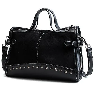 Miyahouse Leather Vintage Rivet Lady Large Capacity Zipper Female Shoulder Bag