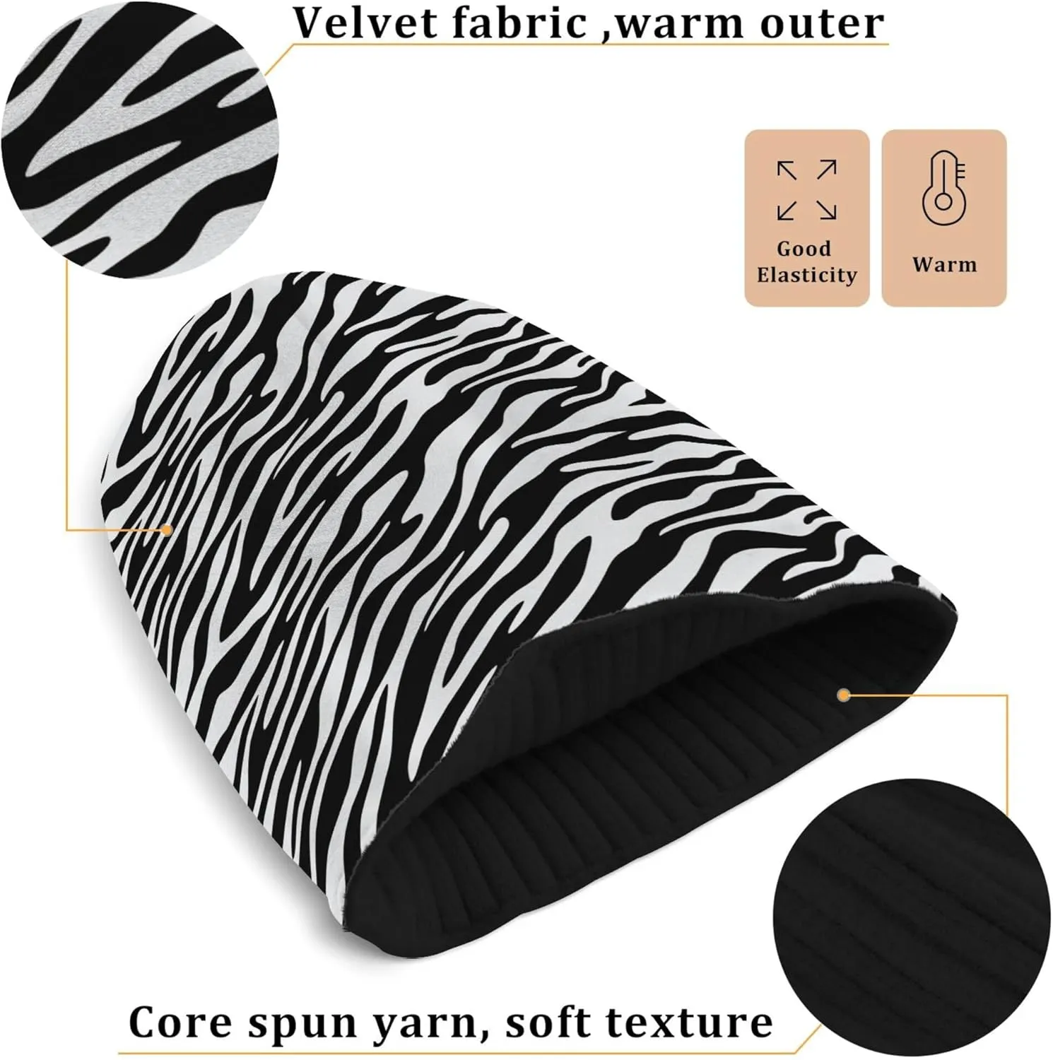 MNSRUU Black Beanie Hat Purple Leopard Skin Beanie Hat for Men Women Beanie Cap Roll-up Edge Skullcap