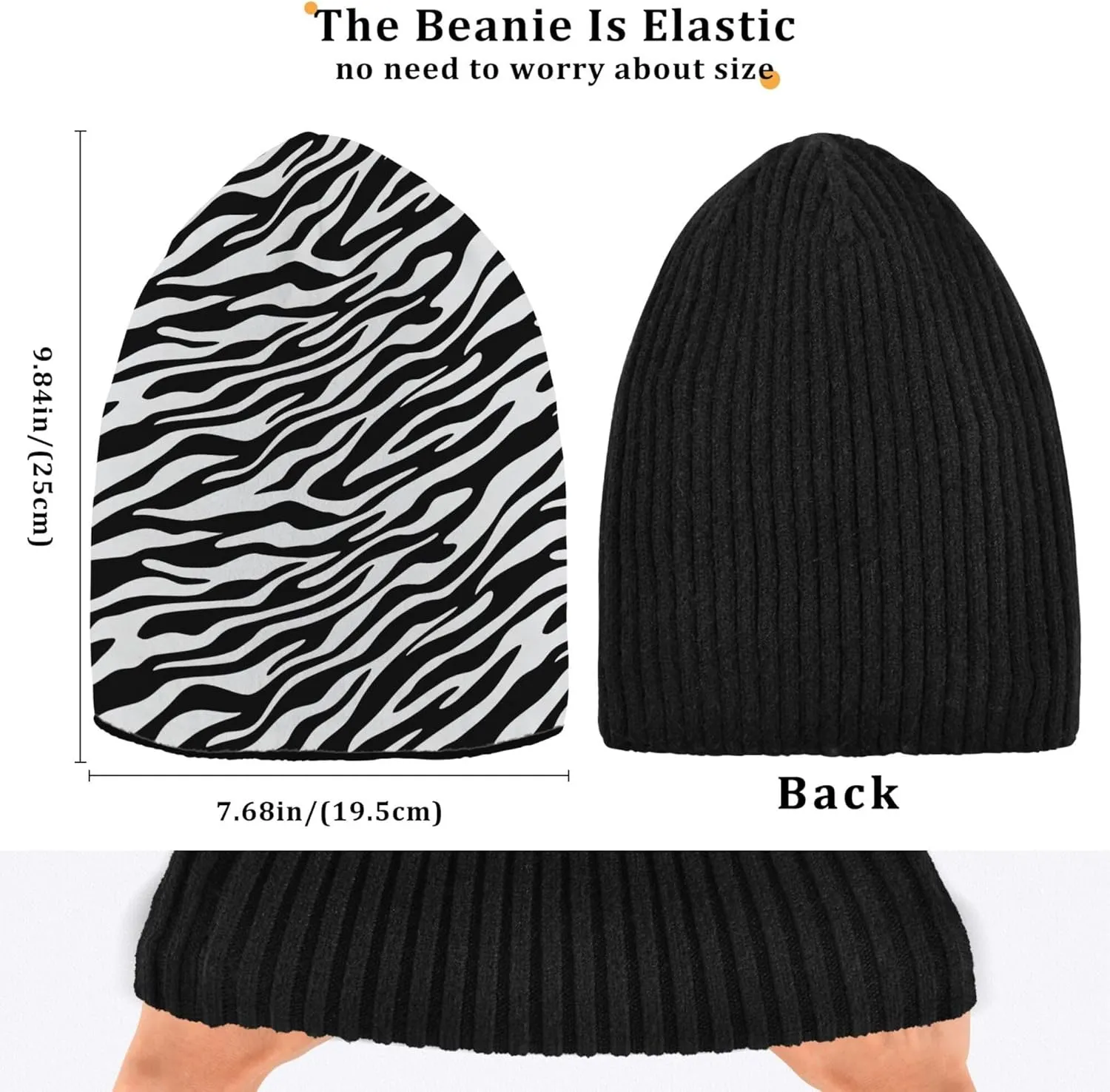 MNSRUU Black Beanie Hat Purple Leopard Skin Beanie Hat for Men Women Beanie Cap Roll-up Edge Skullcap