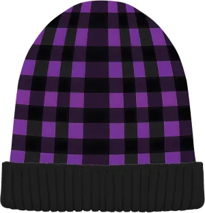 MNSRUU Black Beanie Hat Purple Leopard Skin Beanie Hat for Men Women Beanie Cap Roll-up Edge Skullcap