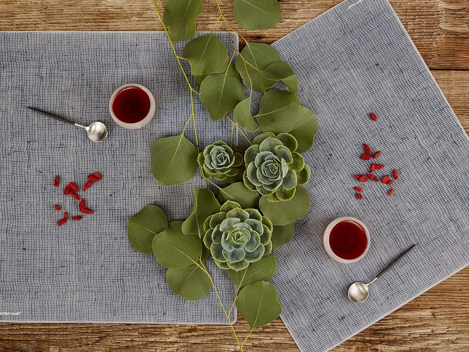 Modern Twist Placemat 100% Food-Grade Silicone, Waterproof and Reusable, Linen - Denim
