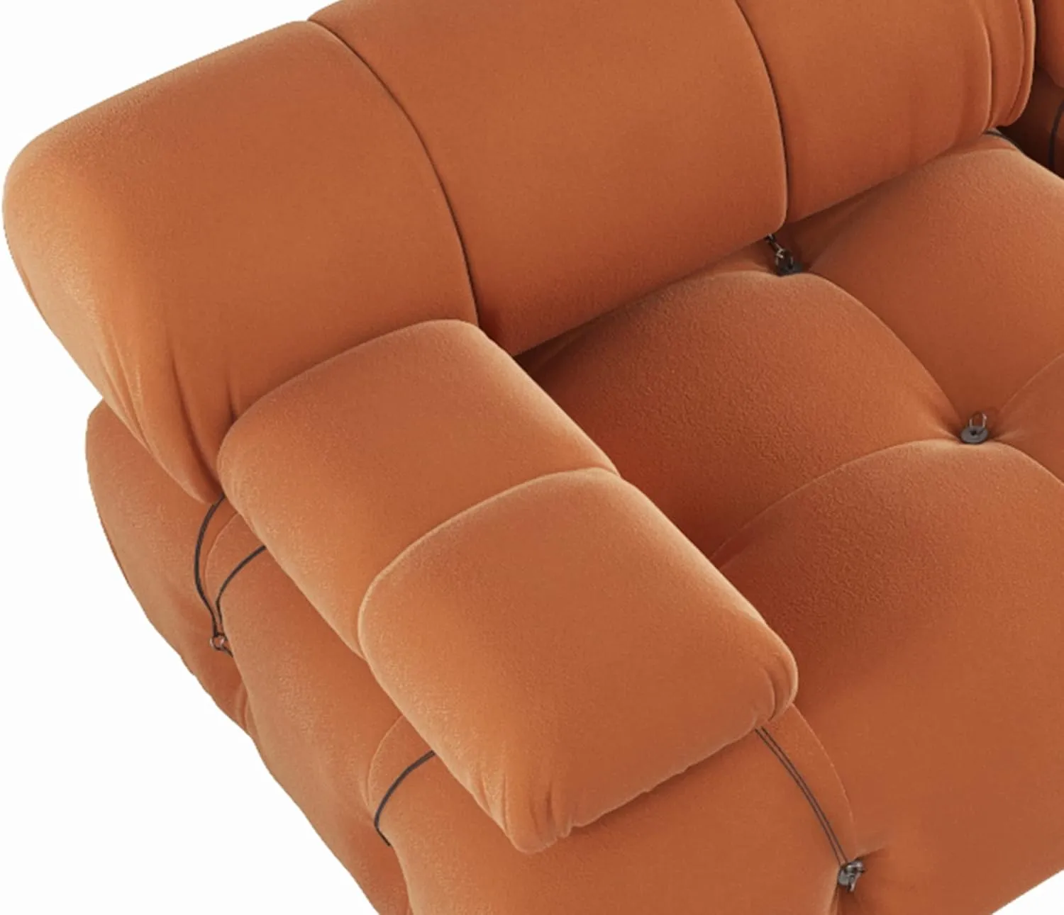 Modern Velvet Sectional Sofa, U Shape Minimalist Modular 6-Seater Couch with 2-Ottomans for Living Room Office Apartment (138in/Orange)