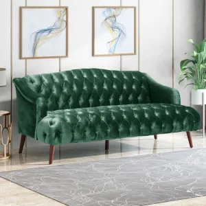 Modern Wingback Tufted Velvet Loveseat, 73.25" 3 Seat Sofas Settee Bench Banquette Chesterfield Love Seat with High Back Thick Padded Cushioned Upholstered Couch for Living Room, Victorian, Emerald
