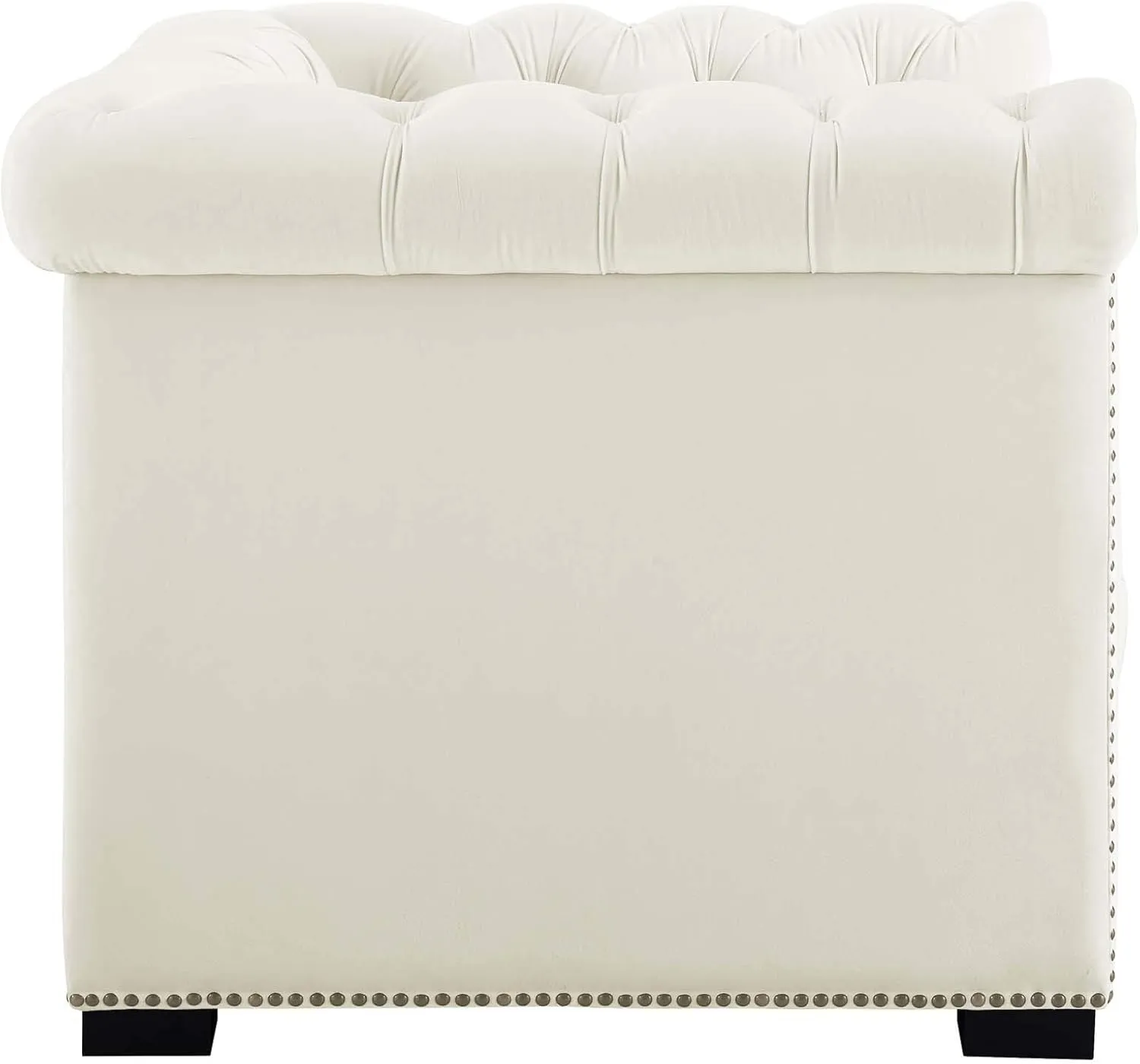 Modway Heritage Tufted Velvet Modern Chesterfield Lounge with Nailhead Trim, Armchair, Ivory