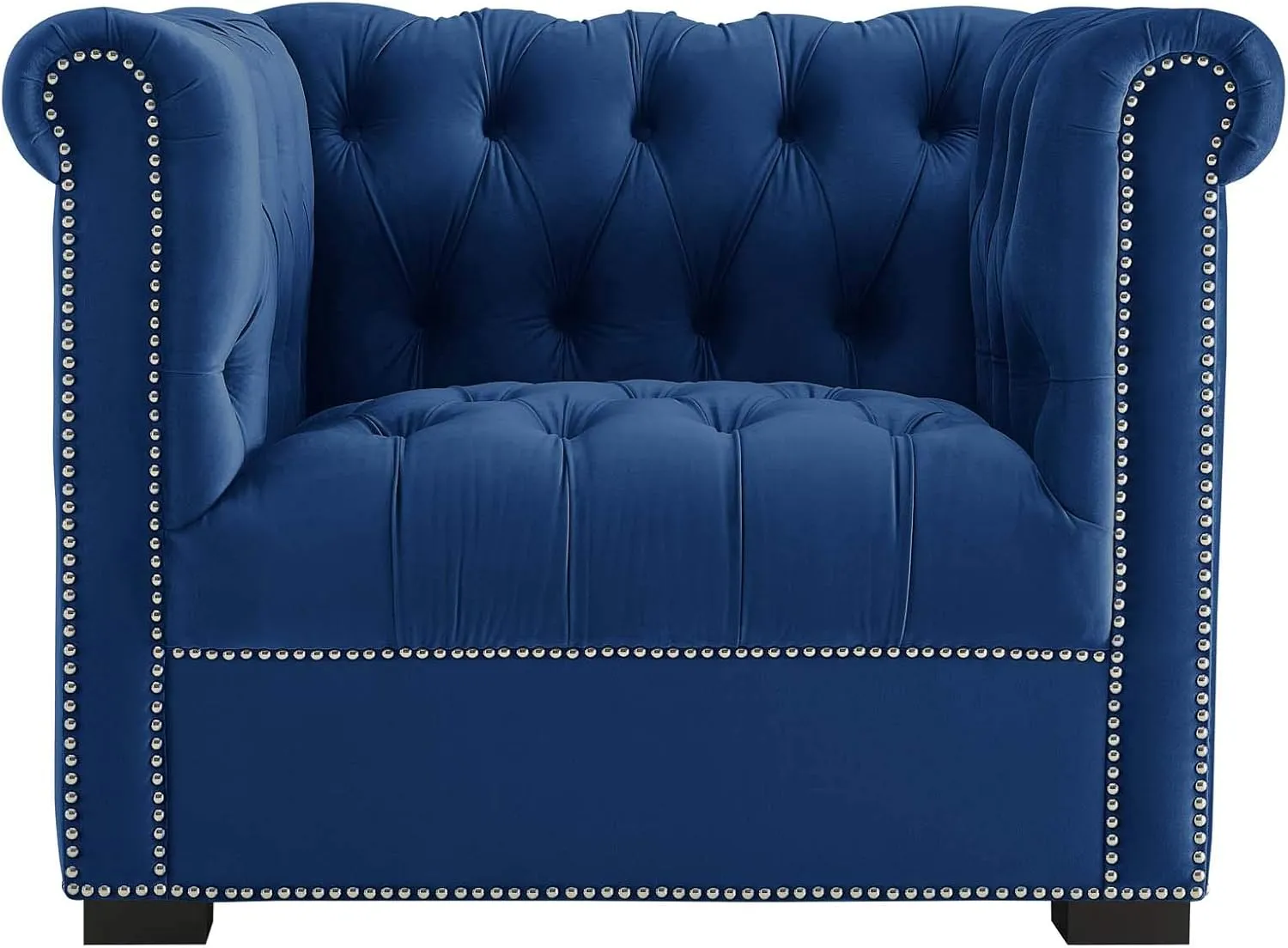 Modway Heritage Tufted Velvet Modern Chesterfield Lounge with Nailhead Trim, Armchair, Midnight Blue