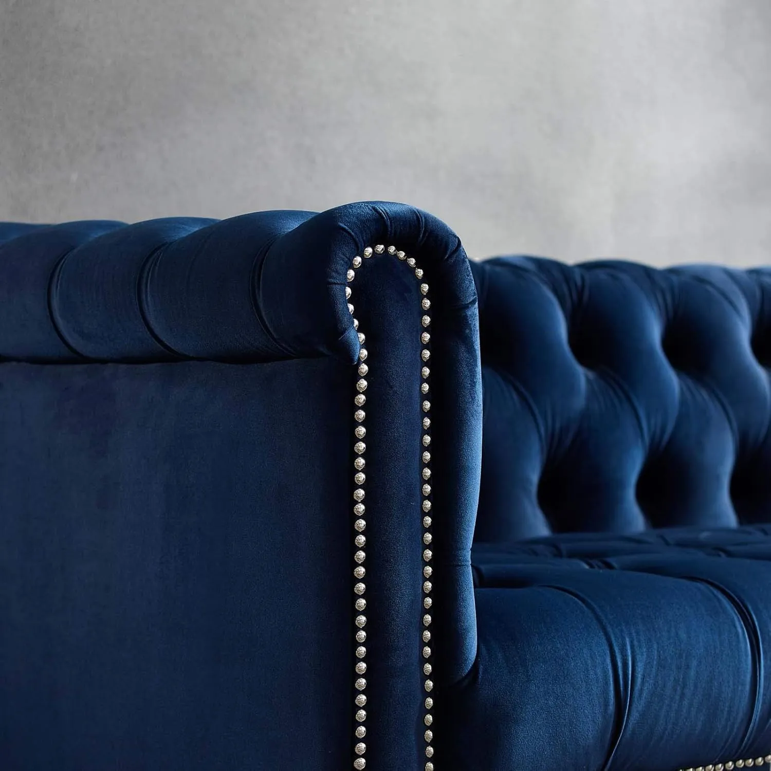Modway Heritage Tufted Velvet Modern Chesterfield Lounge with Nailhead Trim, Armchair, Midnight Blue