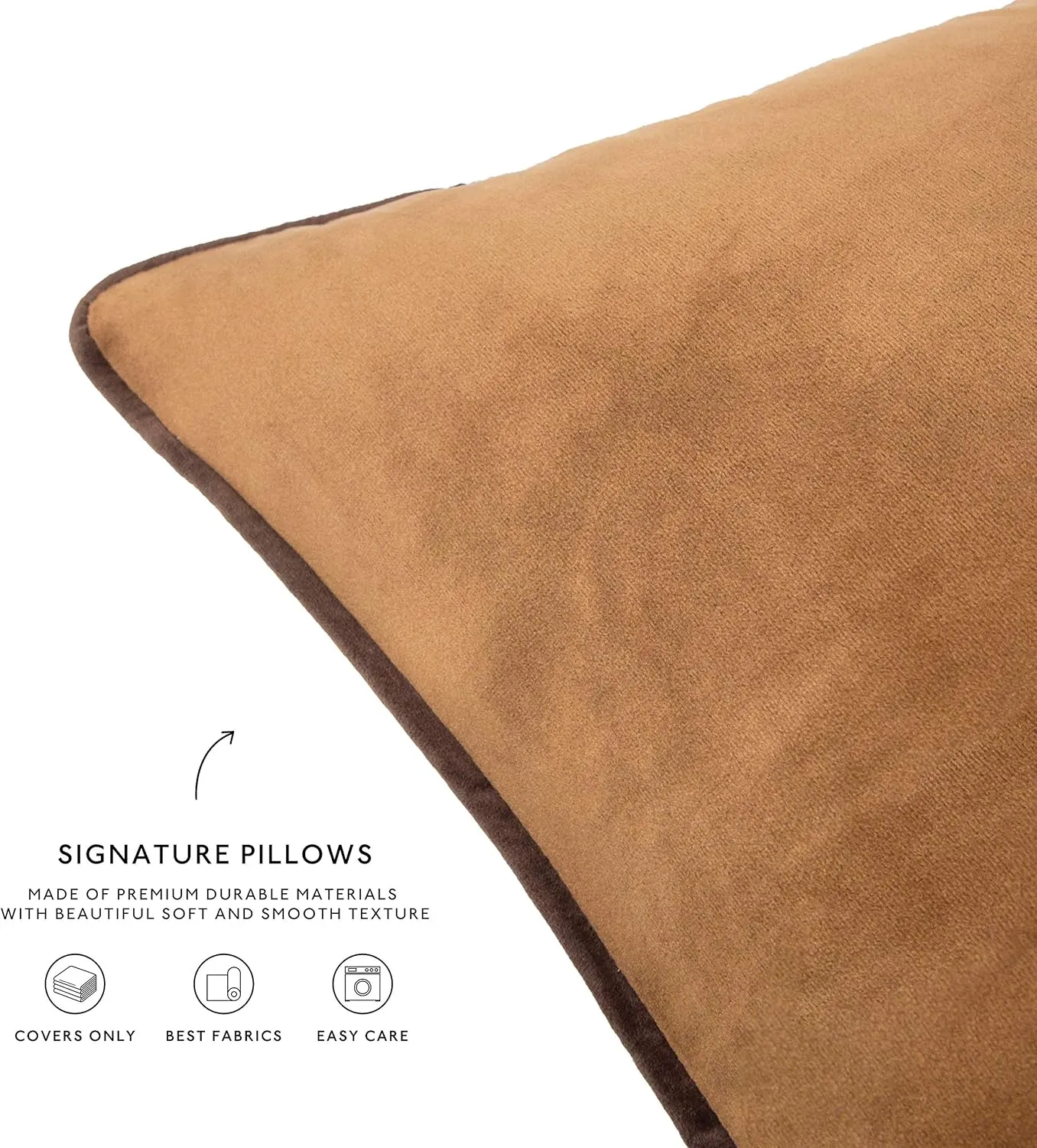 MONDAY MOOSE Decorative Throw Pillow Covers Cushion Cases, Set of 2 Soft Velvet Modern Double-Sided Designs, Mix and Match for Home Decor, Pillow Inserts Not Included (12x20 inch, Brown/Beige)