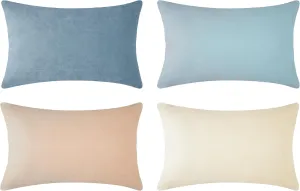 MONDAY MOOSE Decorative Throw Pillow Covers Cushion Cases, Set of 4 Soft Velvet Modern Designs, Mix and Match for Home Decor, Pillow Inserts Not Included (12x20 inch, Beige/Light Blue)
