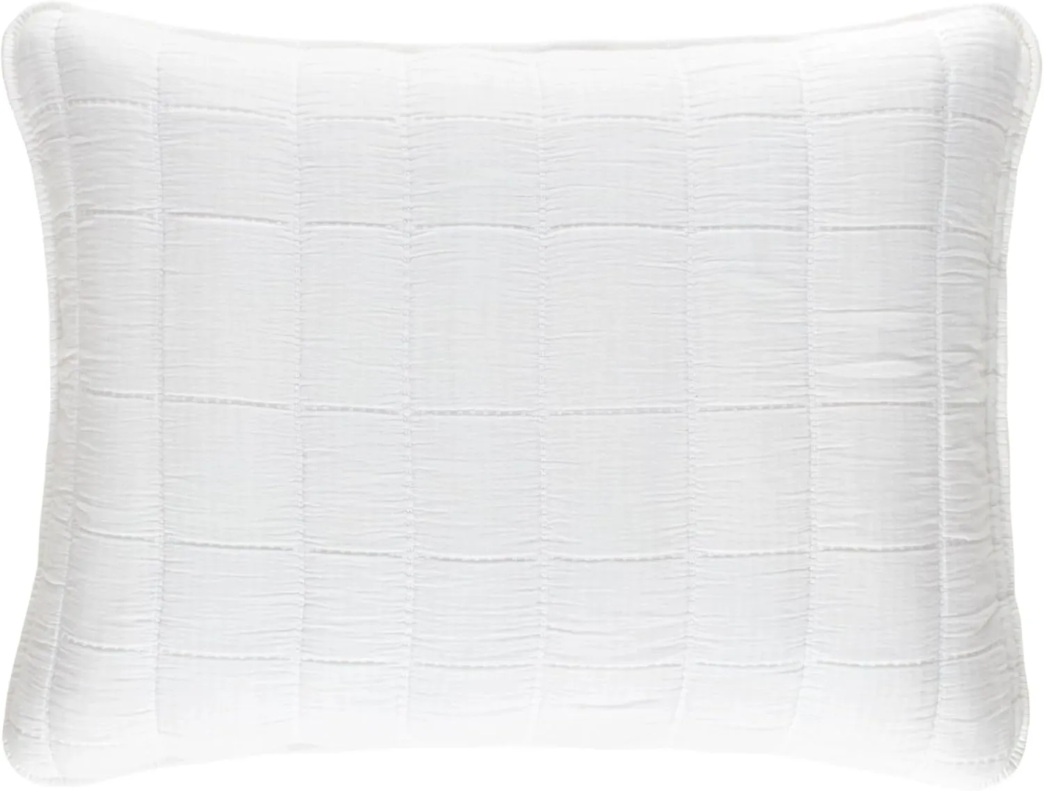 Monet White Quilted Sham, King Size, White Solid Pattern