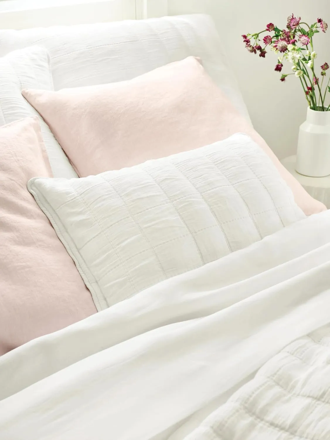 Monet White Quilted Sham, King Size, White Solid Pattern