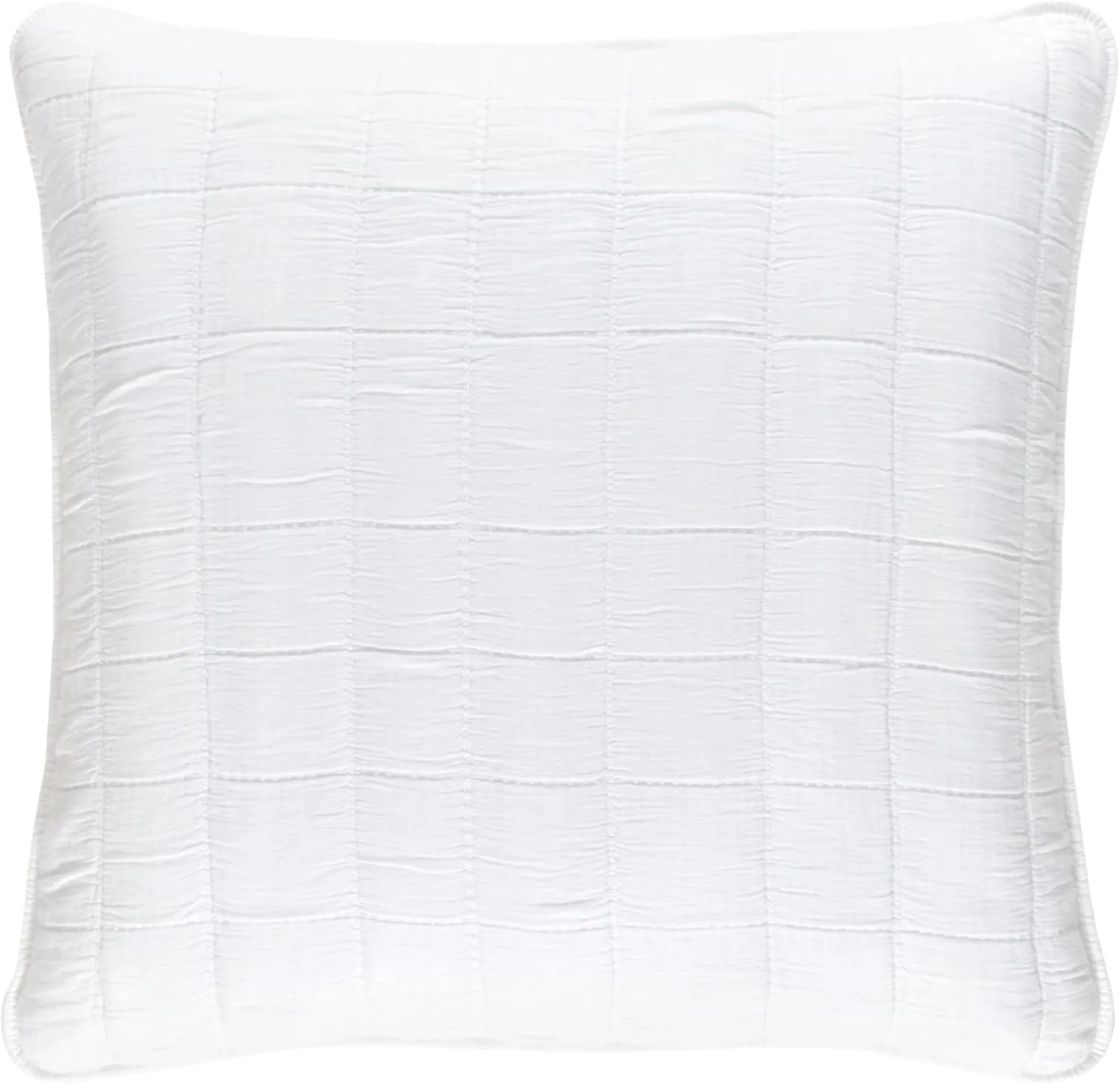 Monet White Quilted Sham, King Size, White Solid Pattern