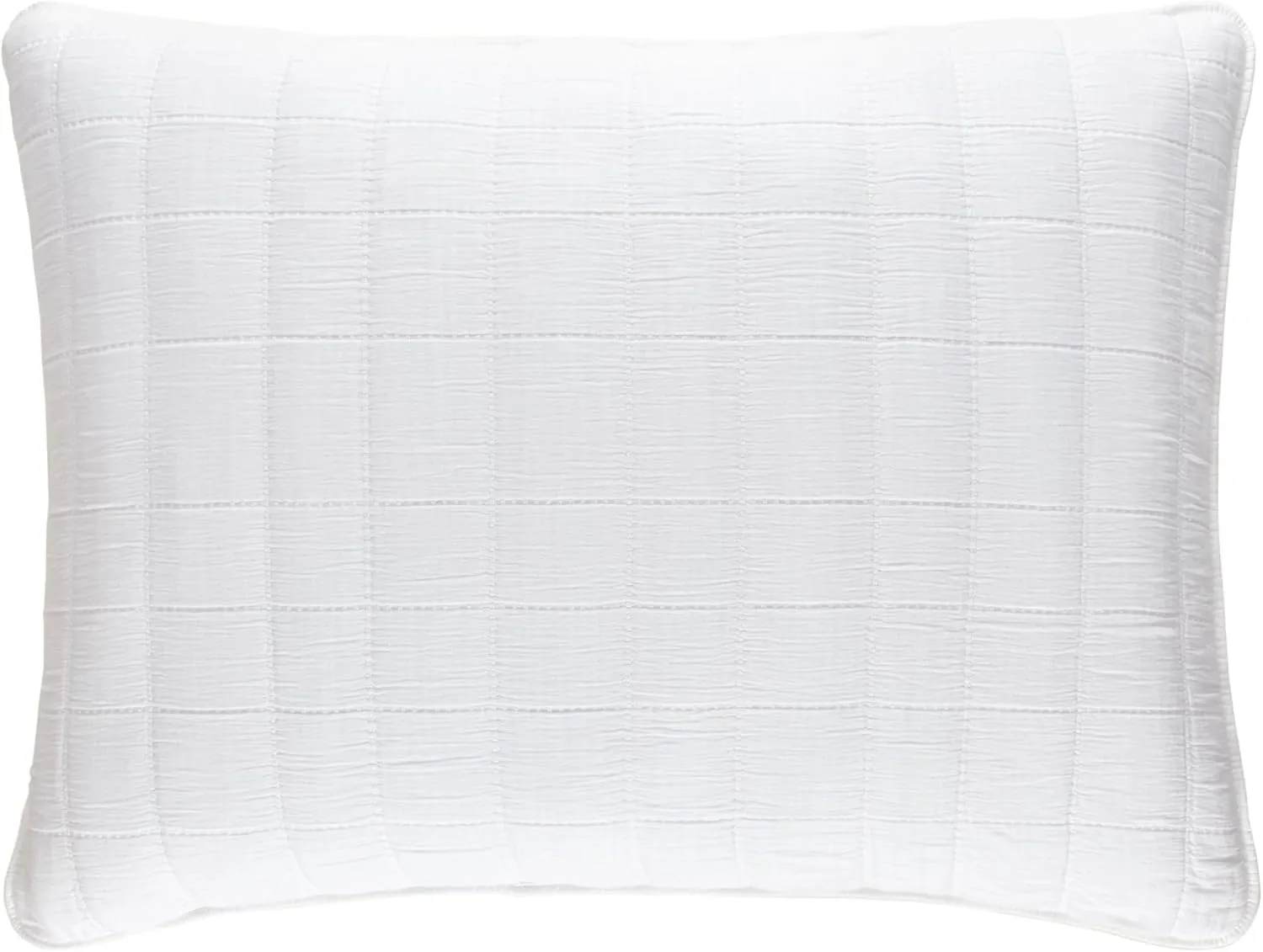 Monet White Quilted Sham, King Size, White Solid Pattern