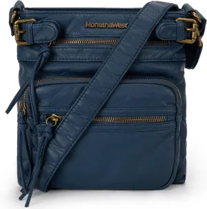 Montana West Crossbody Purse for Women Multi Pocket Bag Ultra Soft Washed Leather Ladies Shoulder Handbags