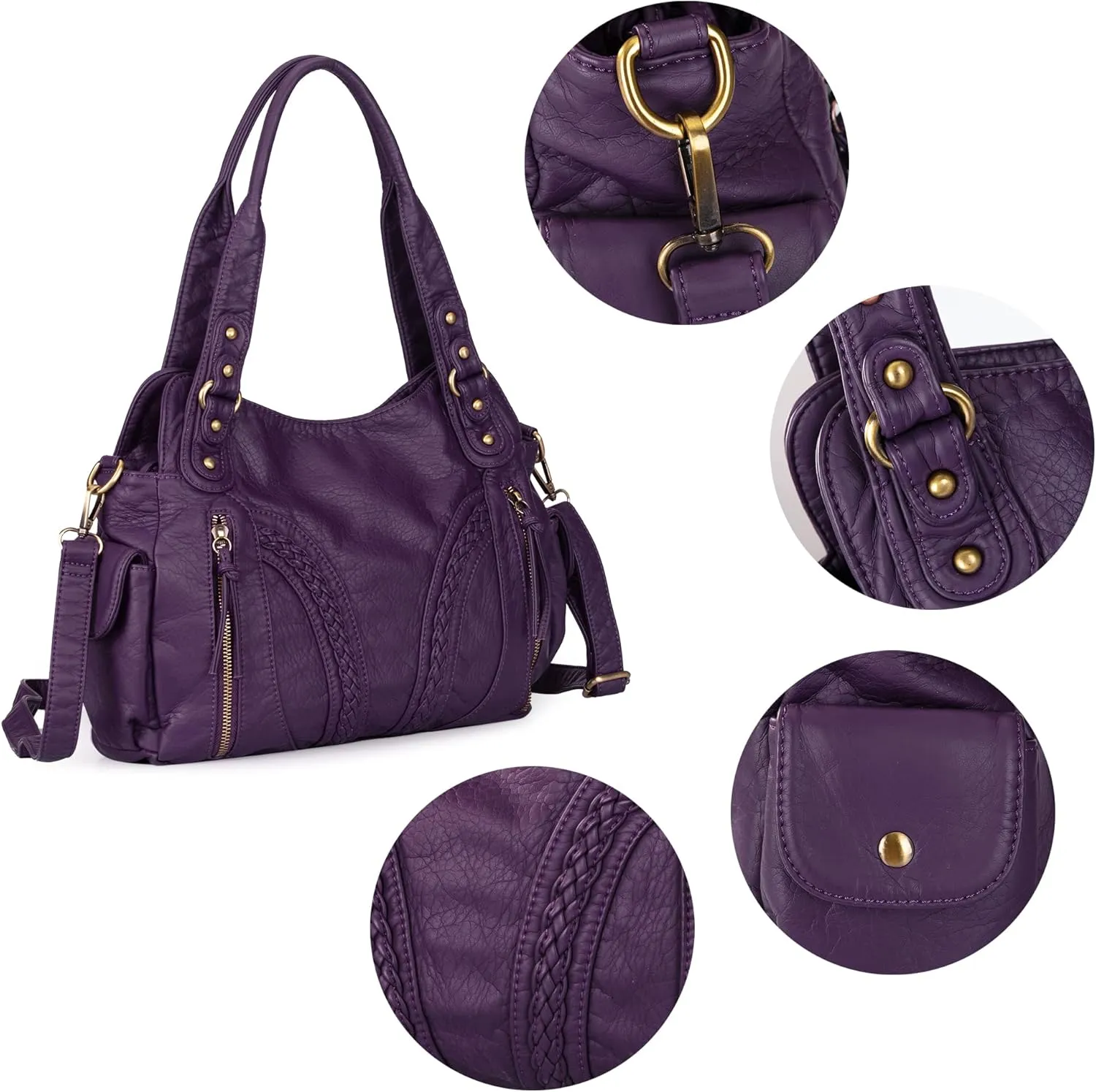 Montana West Washed Leather Hobo Bags for Women Roomy Handbags with Crossbody Strap