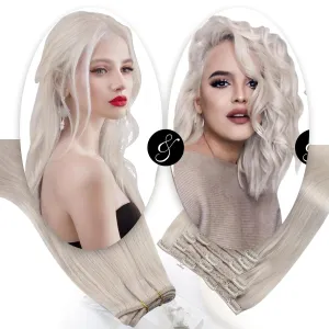Moresoo Clip in Hair Extensions Brown 7 Pieces 120G 16inch and Sew in Hair Extensions Real Human Hair 100G 18Inch Bundle